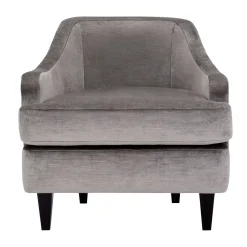 Poltrona Lounge Nor Grigia con Gambe in Legno