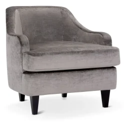 Poltrona Lounge Nor Grigia con Gambe in Legno