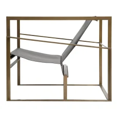 Poltrona lounge Strand in pelle e metallo galvanizzato