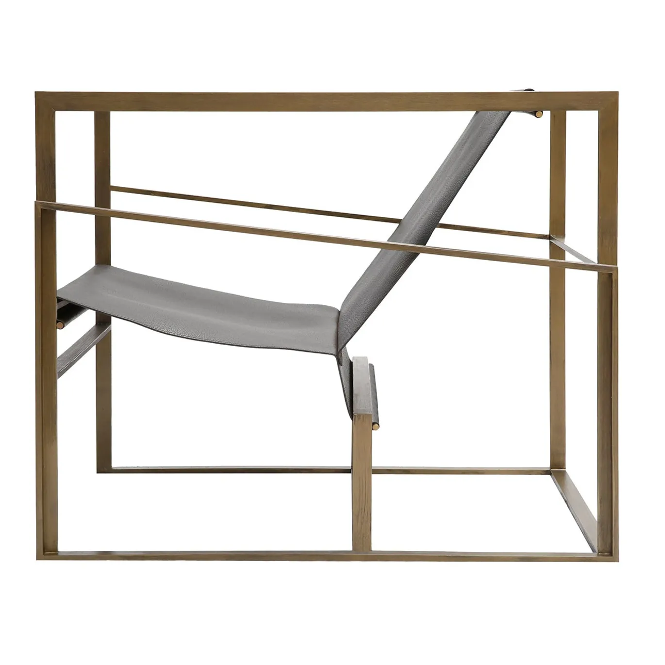 Poltrona lounge Strand in pelle e metallo galvanizzato