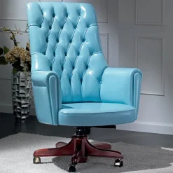 Poltrona Madison in pelle azzurra