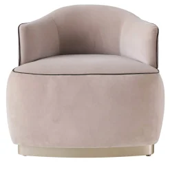 Poltrona Marceline in velluto con base in legno laccato metallico