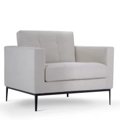 Poltrona Martin grigio chiaro con schienale trapuntato
