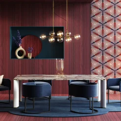 Poltrona Moderna in Velluto Blu C-Chair
