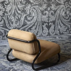 Poltrona Modernista in pelle arancione