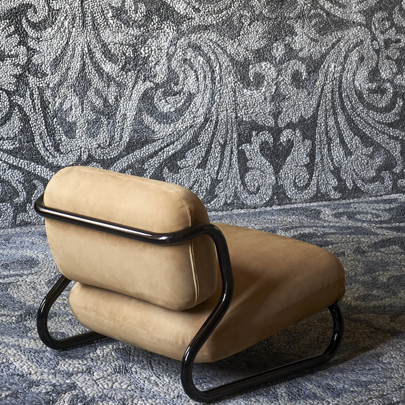 Poltrona Modernista in pelle arancione