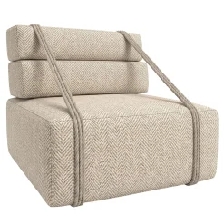 Poltrona per esterni Docker in tessuto bublè chenille beige
