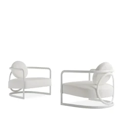 Poltrona per esterni La Medusa Rotonda in Metallo Soft Touch Bianco