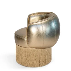 Poltrona Pirouette in pelle metallizzata oro brillante