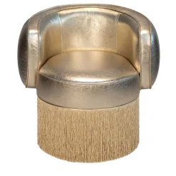 Poltrona Pirouette in pelle metallizzata oro brillante