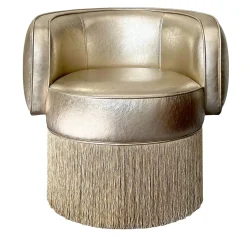 Poltrona Pirouette in pelle metallizzata oro brillante
