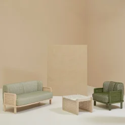 Poltrona Raquette 180 in frassino tinto verde di Cristina Celesti