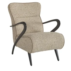 Poltrona Rossella Beige con dettagli in legno Moka