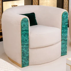 Poltrona rotonda Elsa Lux con Malachite e Oro