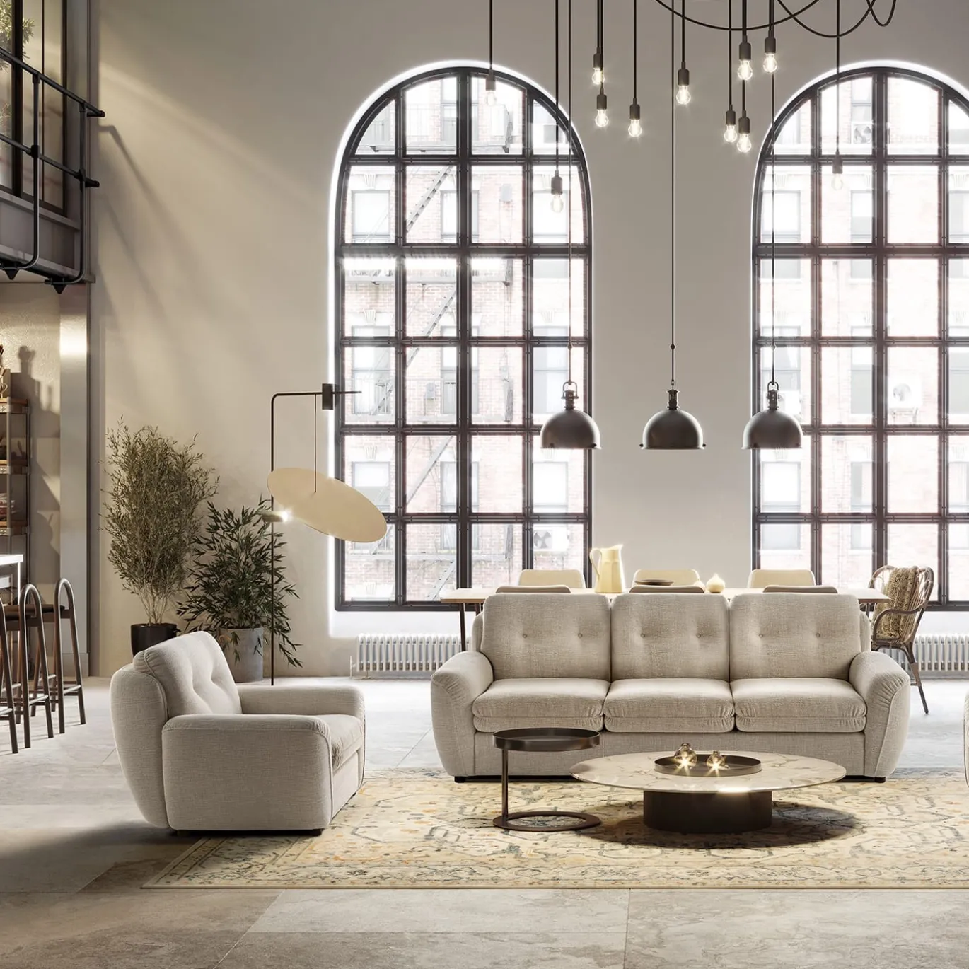 Poltrona Sornione in tessuto beige