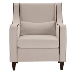 Poltrona St104 Beige con Finiture a Contrasto