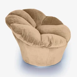 Poltrona Twelve Round in velluto beige caramello