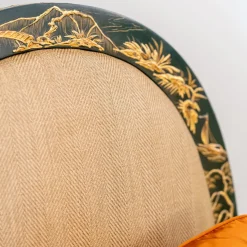 Poltrona verde scuro e dorata in stile Déco