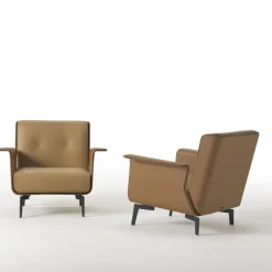 Poltrona Vinci in pelle marrone morbido