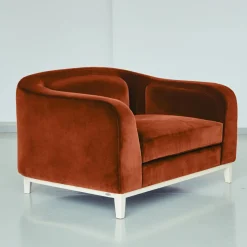 Poltrona Zeno Eco In Velluto Arancione E Marrone Di Brian Sironi