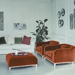 Poltrona Zeno Eco In Velluto Arancione E Marrone Di Brian Sironi