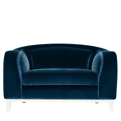 Poltrona Zeno Eco In Velluto Blu Scuro Di Brian Sironi
