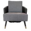 Poltroncina Brigitte in tessuto grigio e pelle nera