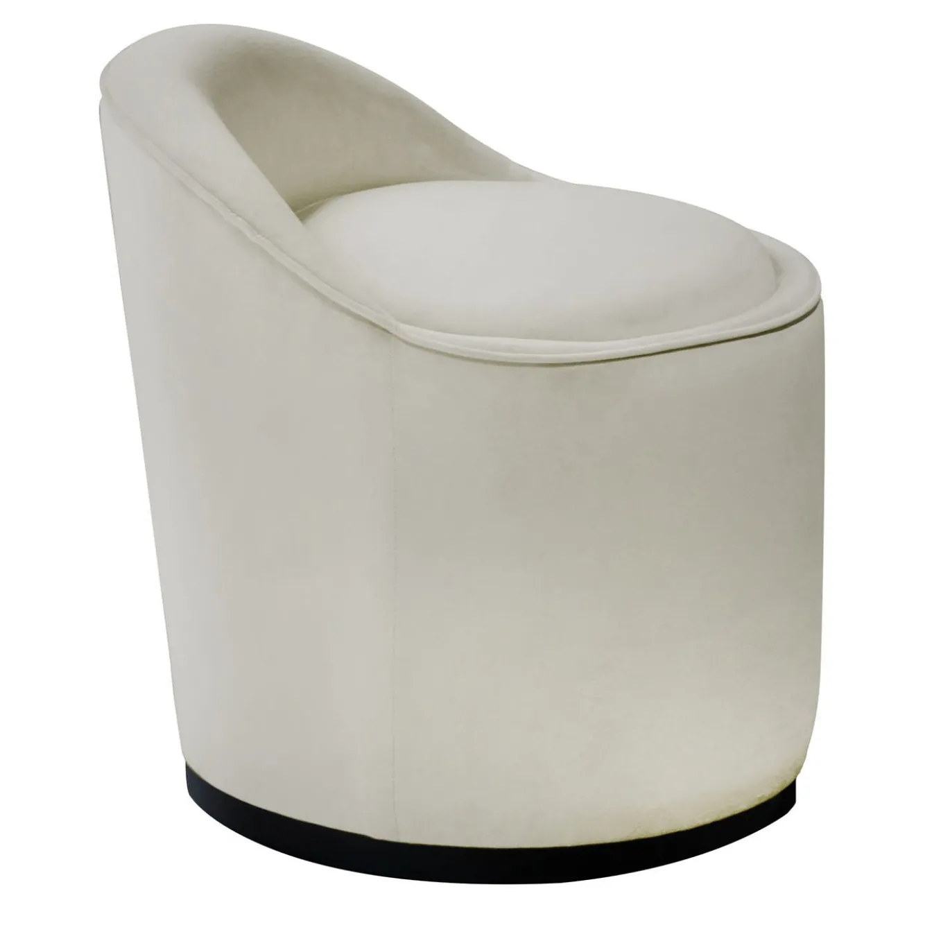 Poltroncina Elettra in velluto beige chiaro con base nera
