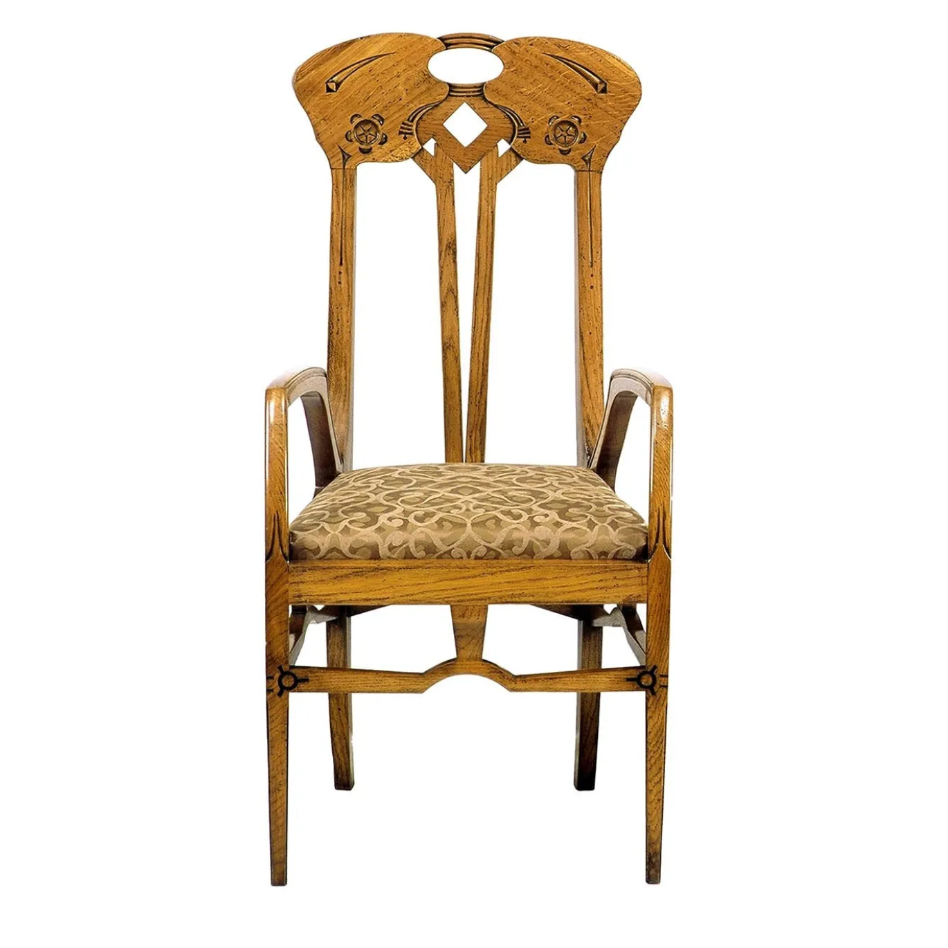 Poltroncina in Stile Liberty Italiano in Rovere di Eugenio Quarti
