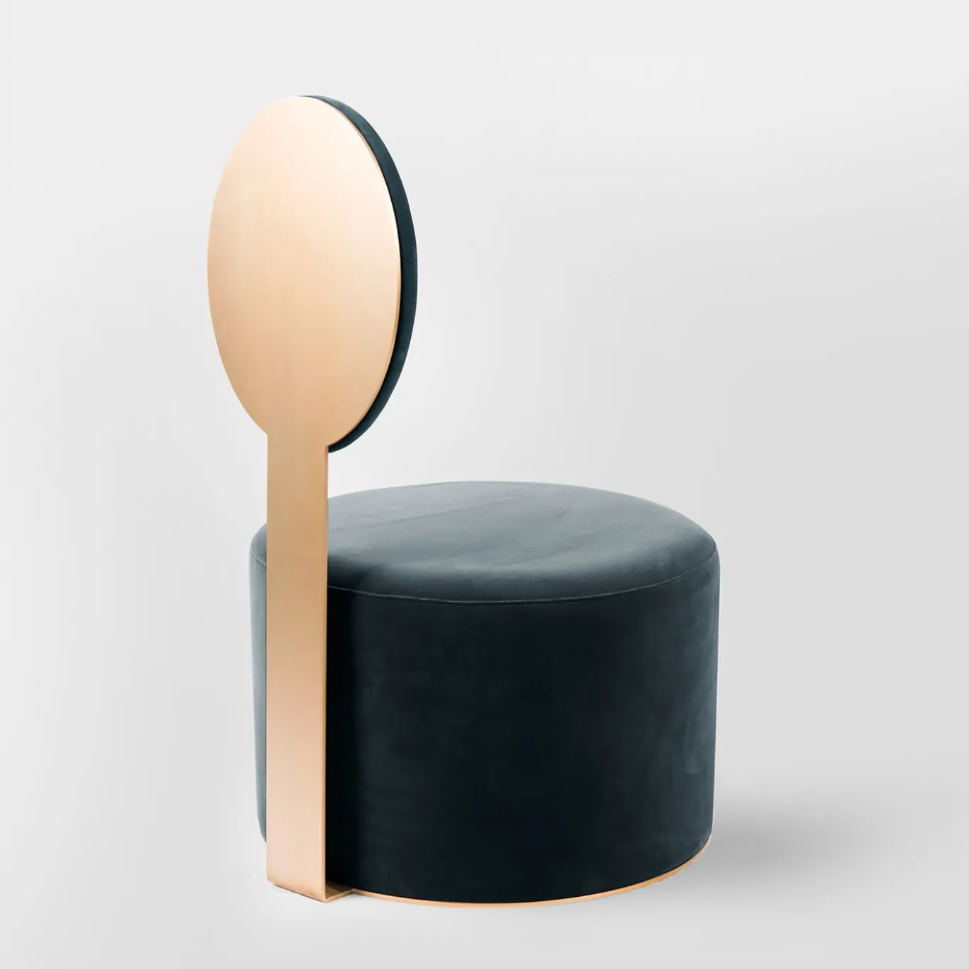 pop gray velvet and satin brass metal chair