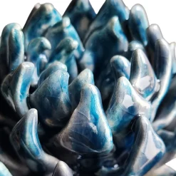 Portacandela Cynara a forma di carciofo in ceramica smaltata blu