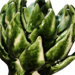 Portacandela Cynara a forma di carciofo in ceramica smaltata verde