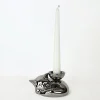 Portacandela in Ceramica Fiamme Bestiali Gattino Platino