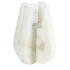 Portacandele a T Drop White Carrara #1 di Alessandra Grasso