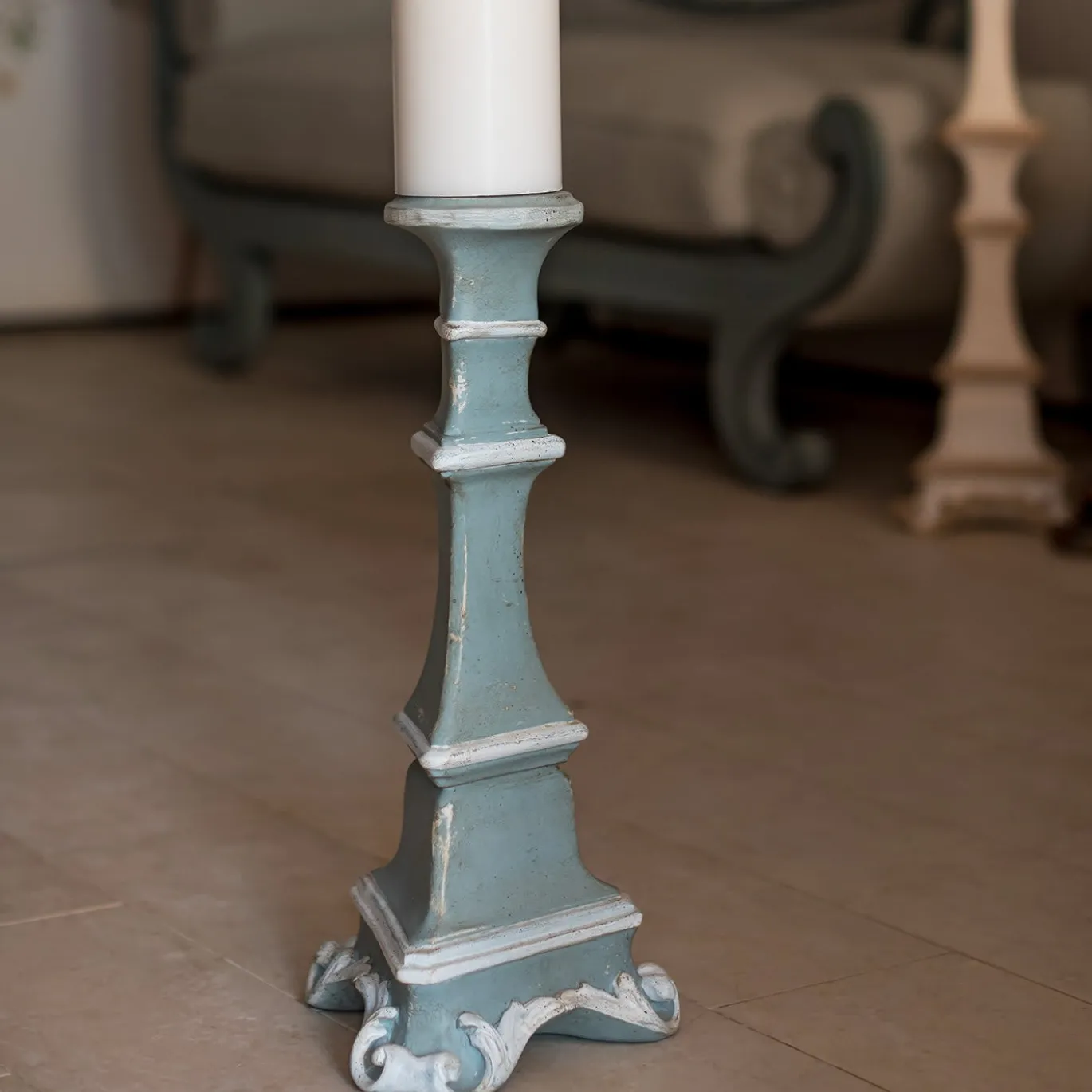 Portacandele di Gubbio in legno blu