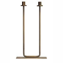 Portacandele doppio Gemini in ottone bronzato