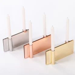 Portacandele Folio in argento by Acconci-Bastiani