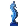 Portacandele in ceramica blu a forma di cavalluccio marino