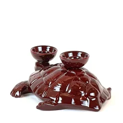 Portacandele in Ceramica Fiamme Bestiali Tartaruga Borgogna