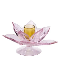 Portacandele in Vetro Rosa Lotus di Summerill & Bishop
