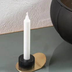 Portacandele Lumino Stripe in acciaio grigio e cristallo di Federico Peri