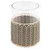 Portacandele Wideville in pelle e rattan - Grande