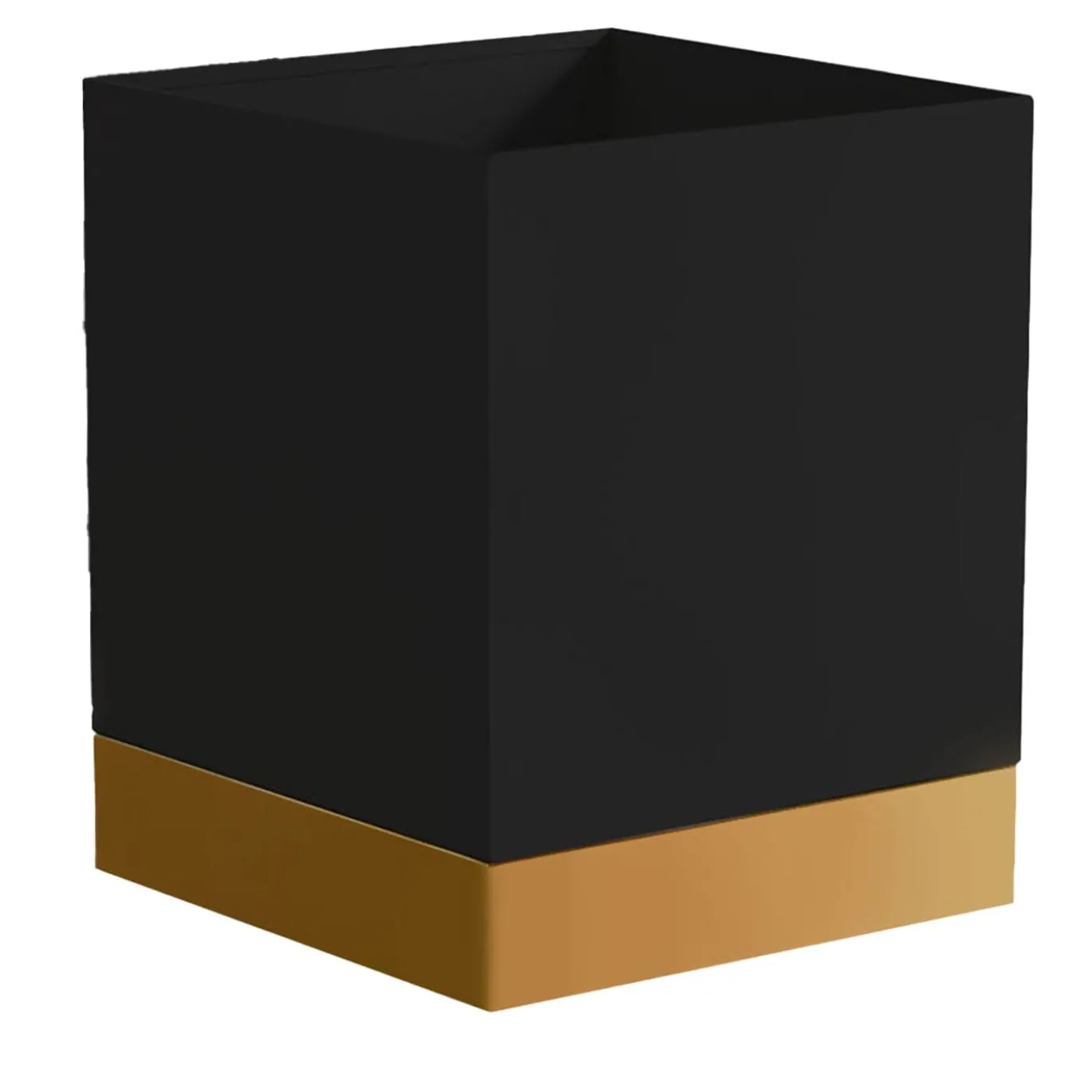 Portavaso a Rotelle In Metallo Nero E Ottone a Base Quadrata