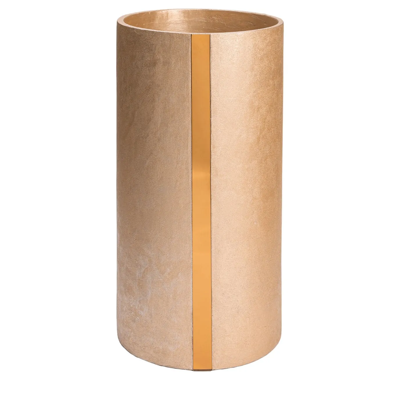 Portavaso cilindrico Fatum 70 con dettaglio a specchio dorato