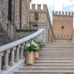 Portavaso cilindrico Fatum 70 con dettaglio a specchio dorato