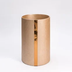 Portavaso cilindrico Fatum 55 con dettaglio a specchio dorato