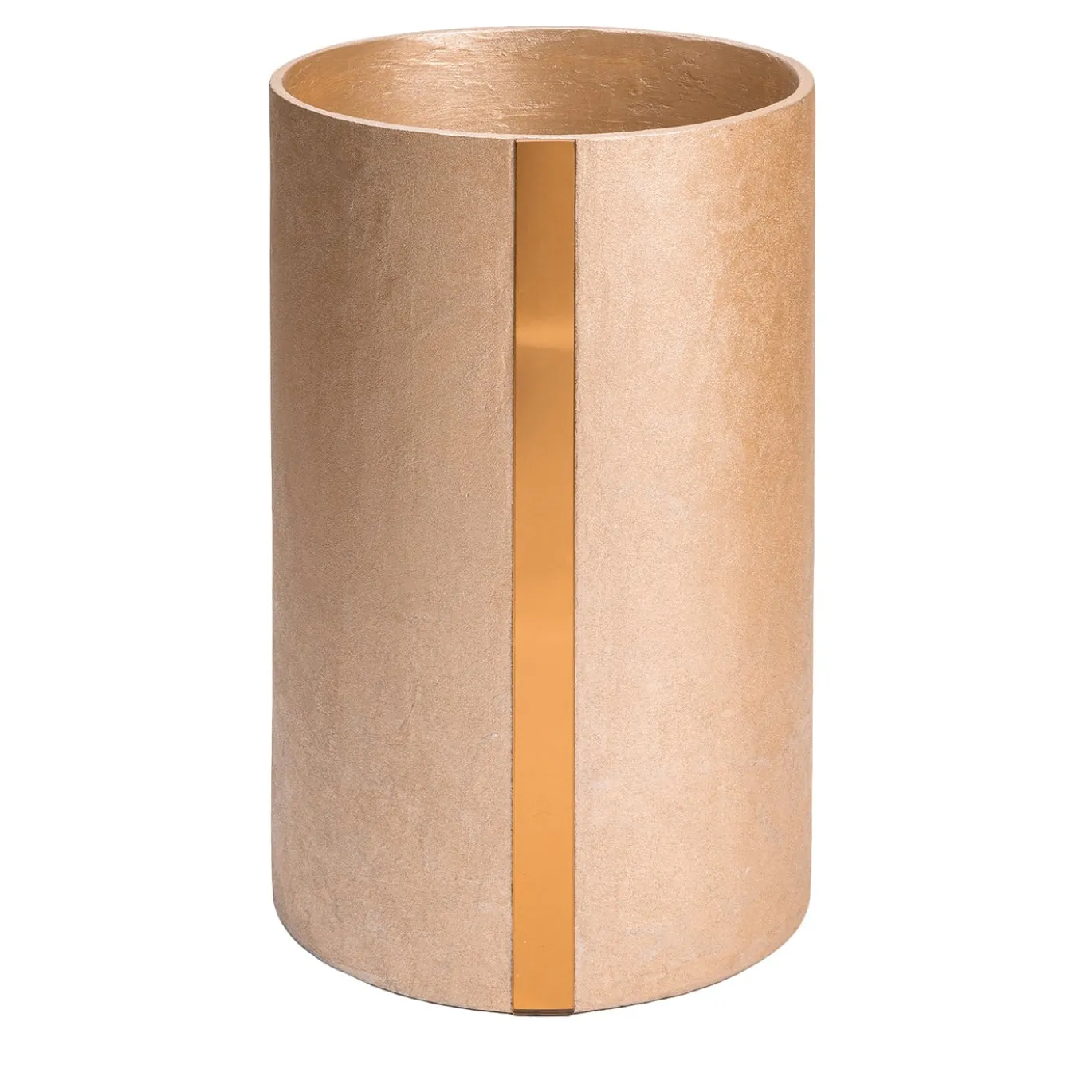 Portavaso cilindrico Fatum 55 con dettaglio a specchio dorato