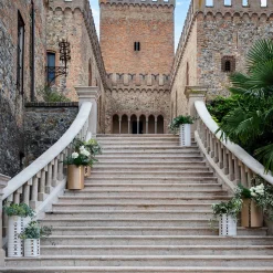 Portavaso cilindrico Fatum 55 con dettaglio a specchio bronzato