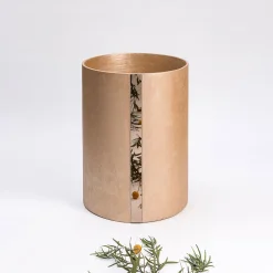 Portavaso cilindrico Fatum 55 con dettaglio a specchio bronzato