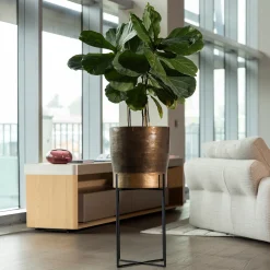 Portavaso grande Teluver Nexum in cemento marrone